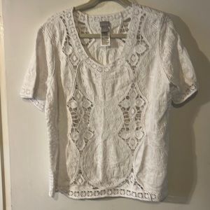 Open work crochet cotton/rayon blouse
